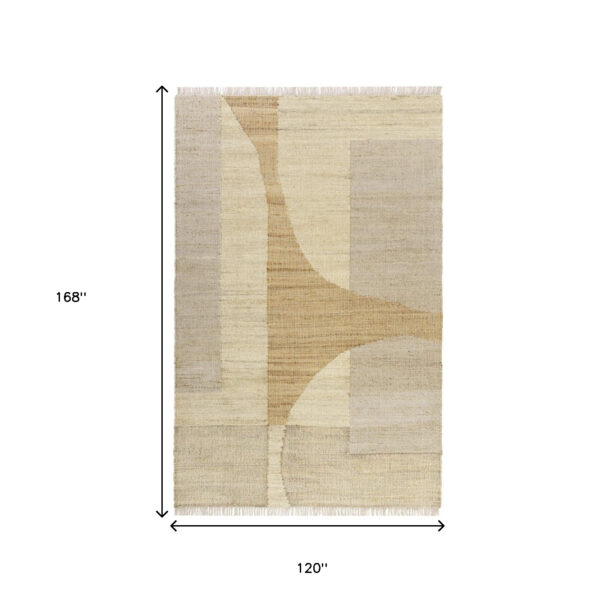 10' x 14' Natural and Ivory Abstract Hand Woven Area Rug
