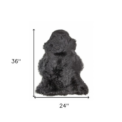 2' X 3' Black New Zealand Natural Sheepskin Rug