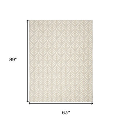 5' X 8' Ivory And Grey Floral Stain Resistant Non Skid Area Rug