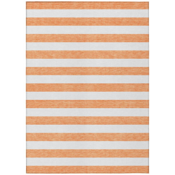 10' X 14' Salmon Striped Washable Non Skid Indoor Outdoor Area Rug