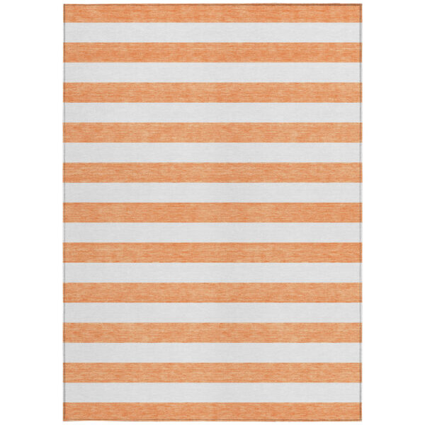 10' X 14' Salmon Striped Washable Non Skid Indoor Outdoor Area Rug