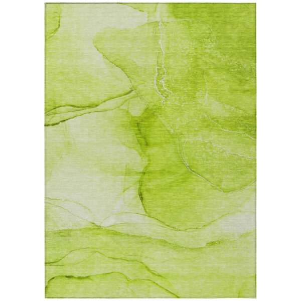 10' X 14' Green Abstract Washable Non Skid Indoor Outdoor Area Rug