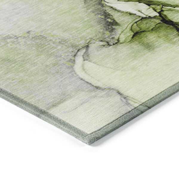 5' X 8' Green Abstract Washable Non Skid Indoor Outdoor Area Rug