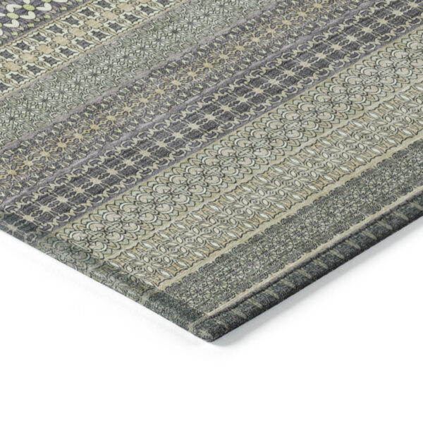 8' X 10' Sage Striped Washable Non Skid Indoor Outdoor Area Rug
