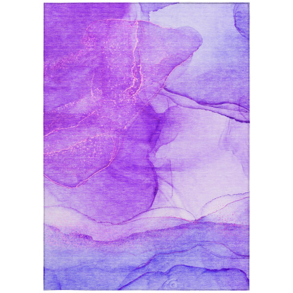 3' X 5' Purple Abstract Washable Non Skid Indoor Outdoor Area Rug