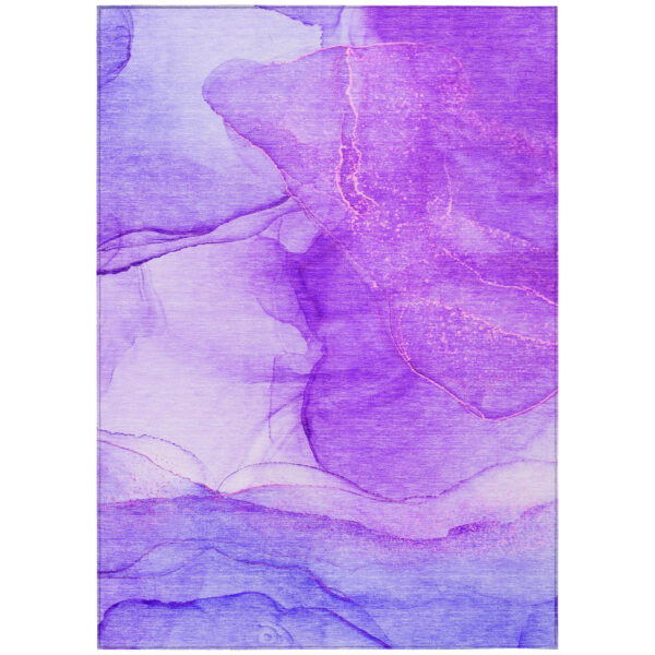 3' X 5' Purple Abstract Washable Non Skid Indoor Outdoor Area Rug
