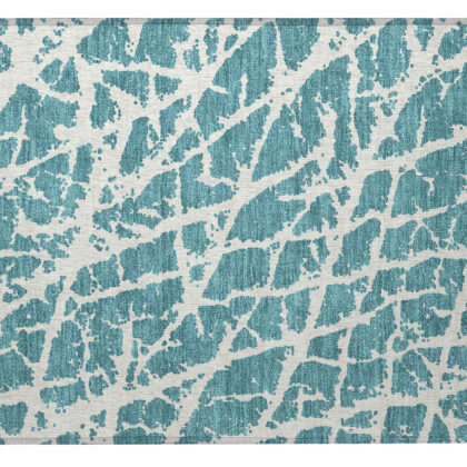 2' X 3' Teal Abstract Washable Non Skid Indoor Outdoor Area Rug