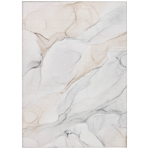 10' X 14' Beige Ivory and Gray Abstract Washable Non Skid Indoor Outdoor Area Rug