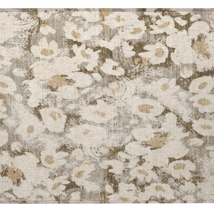 2' X 3' Khaki Floral Washable Non Skid Indoor Outdoor Area Rug