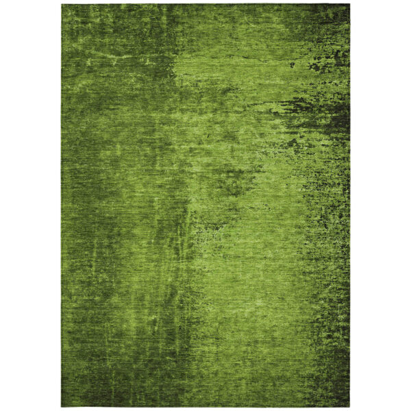 3' X 5' Green Abstract Washable Non Skid Indoor Outdoor Area Rug
