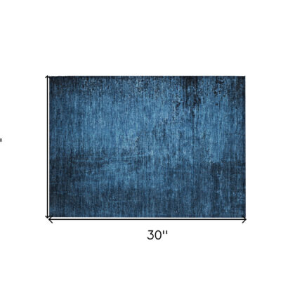 2' X 3' Navy Blue Abstract Washable Non Skid Indoor Outdoor Area Rug