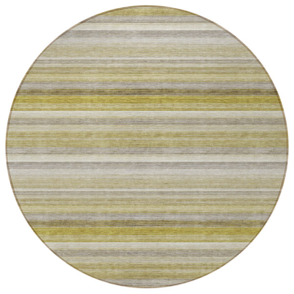 8' Round Wheat Round Striped Washable Non Skid Indoor Outdoor Area Rug