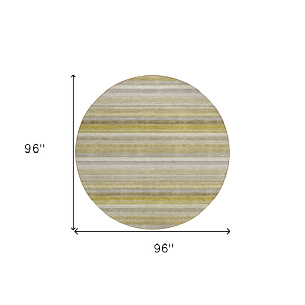 8' Round Wheat Round Striped Washable Non Skid Indoor Outdoor Area Rug