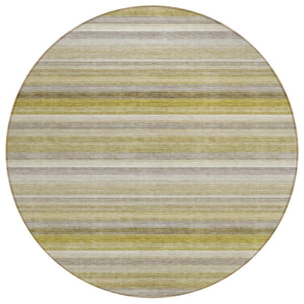8' Round Wheat Round Striped Washable Non Skid Indoor Outdoor Area Rug