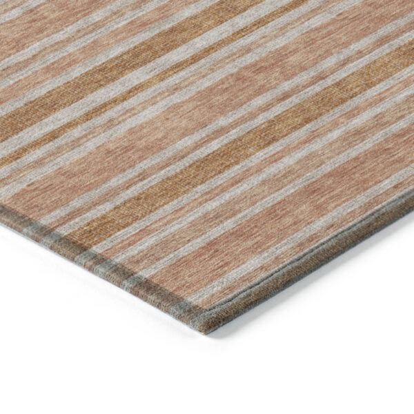8' Round Beige and Orange Round Striped Washable Non Skid Indoor Outdoor Area Rug
