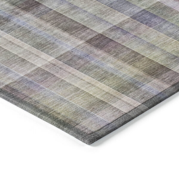 8' X 10' Gray Plaid Washable Non Skid Indoor Outdoor Area Rug