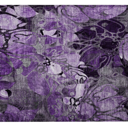 2' X 3' Purple Abstract Washable Indoor Outdoor Area Rug