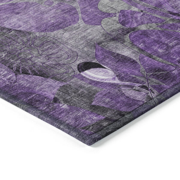 2' X 3' Purple Abstract Washable Indoor Outdoor Area Rug