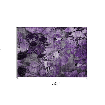 2' X 3' Purple Abstract Washable Indoor Outdoor Area Rug