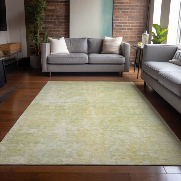 3' X 5' Gold Abstract Washable Non Skid Indoor Outdoor Area Rug