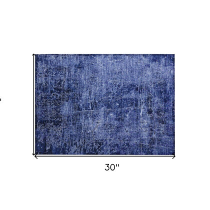2' X 3' Navy Blue Abstract Washable Non Skid Indoor Outdoor Area Rug