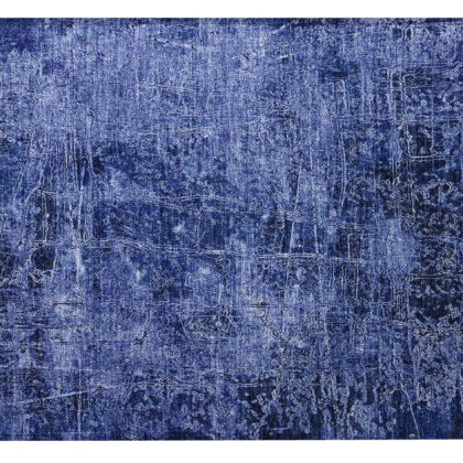 2' X 3' Navy Blue Abstract Washable Non Skid Indoor Outdoor Area Rug