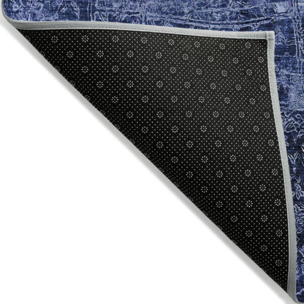 2' X 3' Navy Blue Abstract Washable Non Skid Indoor Outdoor Area Rug