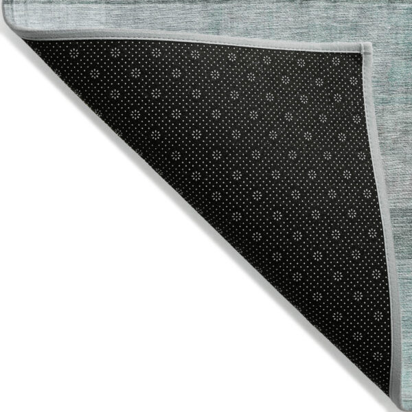 8' Round Teal Round Ombre Washable Non Skid Indoor Outdoor Area Rug
