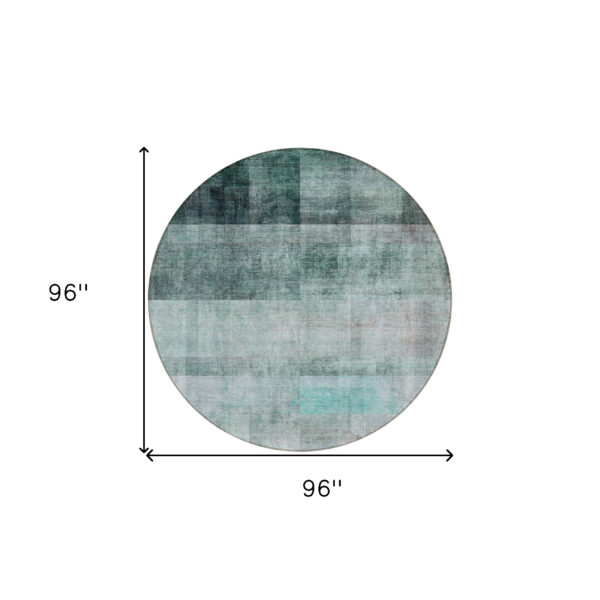 8' Round Teal Round Ombre Washable Non Skid Indoor Outdoor Area Rug