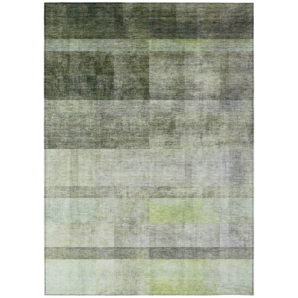 10' X 14' Olive Green Ombre Washable Non Skid Indoor Outdoor Area Rug