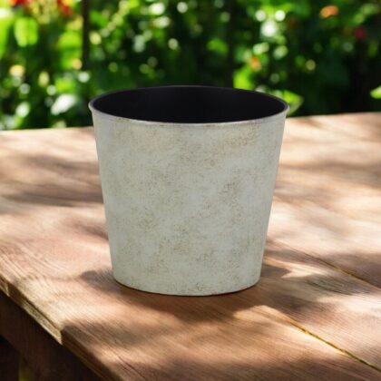 7" Silver Recycled Plastic Indoor Outdoor Round Pot Planter