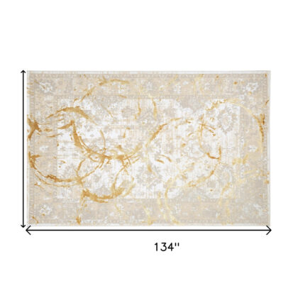 8' x 11' Gold Abstract Area Rug