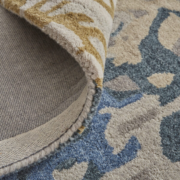 12' X 15' Gray Blue And Gold Wool Abstract Tufted Handmade Area Rug