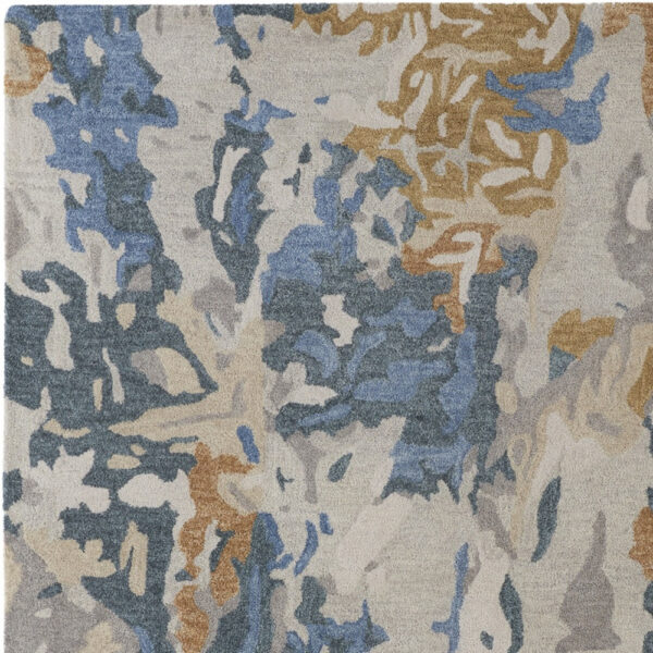 12' X 15' Gray Blue And Gold Wool Abstract Tufted Handmade Area Rug