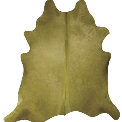 6' x 7' Lime Green Cowhide Hand Knotted Area Rug