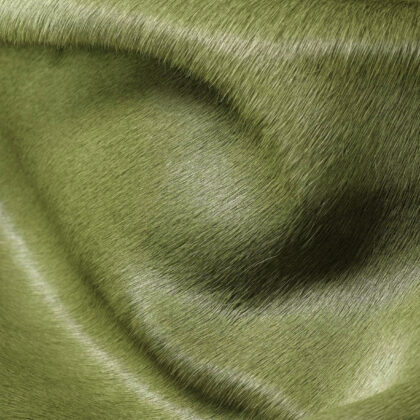 6' x 7' Lime Green Cowhide Hand Knotted Area Rug