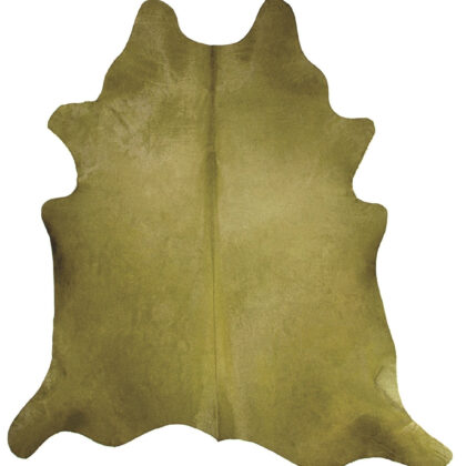 6' x 7' Lime Green Cowhide Hand Knotted Area Rug
