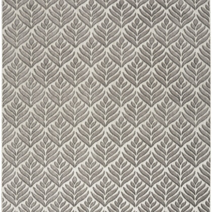 9' X 12' Charcoal Floral Stain Resistant Non Skid Area Rug