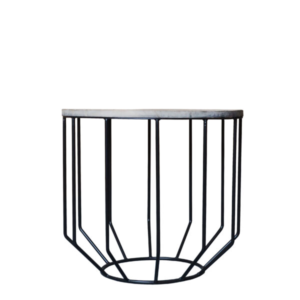 20" Black And Brown Solid Wood And Iron Round End Table