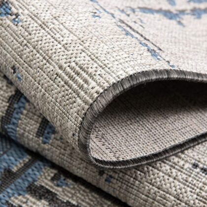 5' X 7' Blue Abstract Dhurrie Area Rug