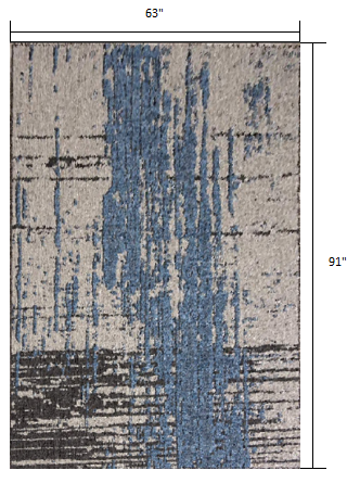 5' X 7' Blue Abstract Dhurrie Area Rug