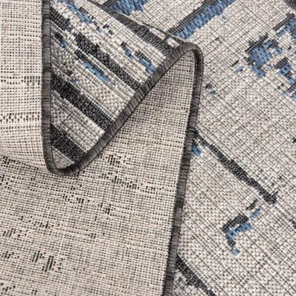 5' X 7' Blue Abstract Dhurrie Area Rug