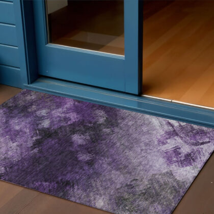 3' X 5' Purple Eggplant And Lavender Abstract Washable Indoor Outdoor Area Rug