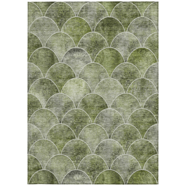 3' X 5' Green And Ivory Abstract Washable Indoor Outdoor Area Rug