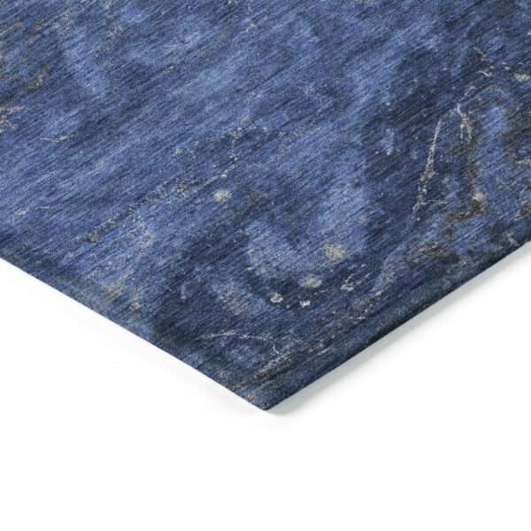 9' X 12' Denim Blue And Sky Blue Abstract Washable Indoor Outdoor Area Rug