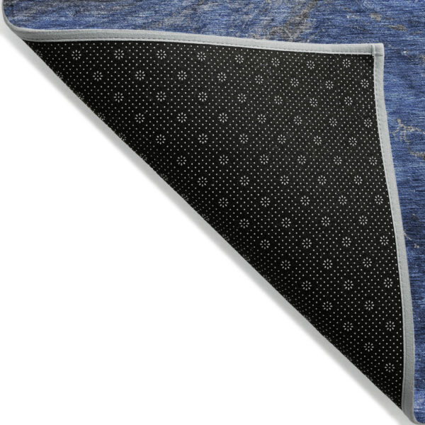 9' X 12' Denim Blue And Sky Blue Abstract Washable Indoor Outdoor Area Rug