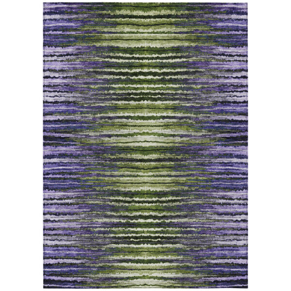 10' X 14' Purple Lilac And Lavender Striped Washable Indoor Outdoor Area Rug