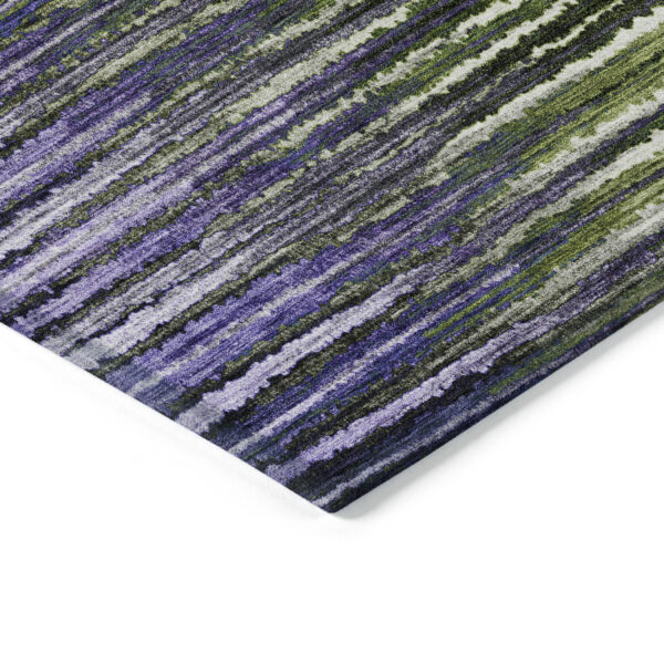 10' X 14' Purple Lilac And Lavender Striped Washable Indoor Outdoor Area Rug