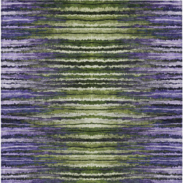 10' X 14' Purple Lilac And Lavender Striped Washable Indoor Outdoor Area Rug