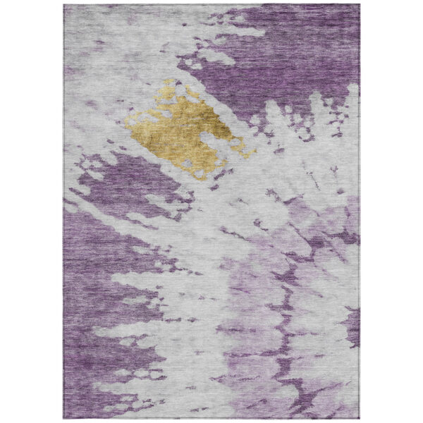 5' X 8' Purple And Lavender Abstract Washable Indoor Outdoor Area Rug